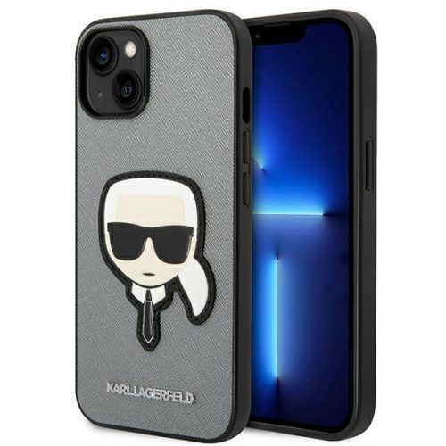 Karl Lagerfeld KLHCP14MSAPKHG iPhone 14 Plus 6,7" srebrny/silver hardcase Saffiano Karl's Head Patch