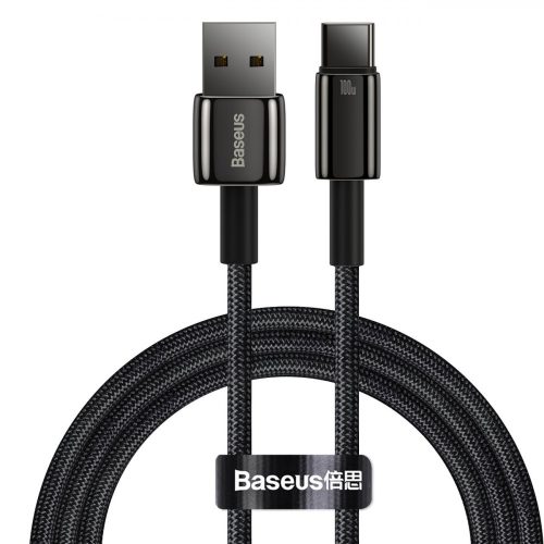 Baseus Tungsten Gold cable USB-A - USB-C 480Mb / s 100W 1m black (CAWJ000001)