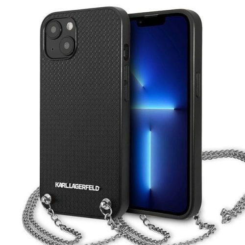 Karl Lagerfeld KLHCP13SPMK iPhone 13 mini 5,4 "hardcase black / black Leather Textured and Chain