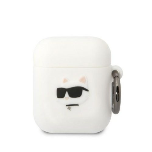 Karl Lagerfeld KLA2RUNCHH AirPods 1/2 cover white/white Silicone Choupette Head 3D