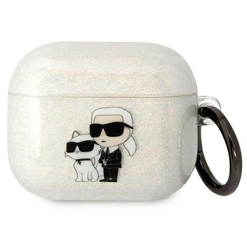 Karl Lagerfeld KLA3HNKCTGT Airpods 3 cover transparent Gliter Karl&Choupette