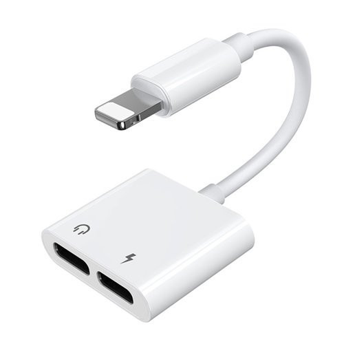 Joyroom Lightning - 2x Lightning headphone adapter audio and charging white (S-Y104)