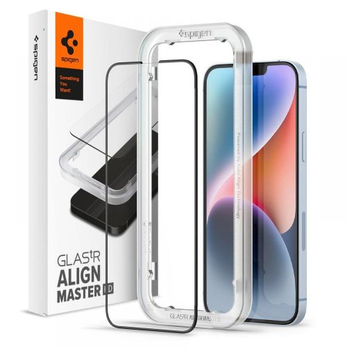 TEMPERED GLASS Spigen ALM GLASS FC IPHONE 13 / 13 PRO / 14 BLACK