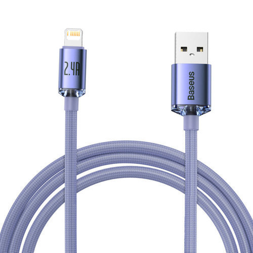 Baseus crystal shine series fast charging data cable USB Type A to Lightning 2.4A 2m purple (CAJY000105)