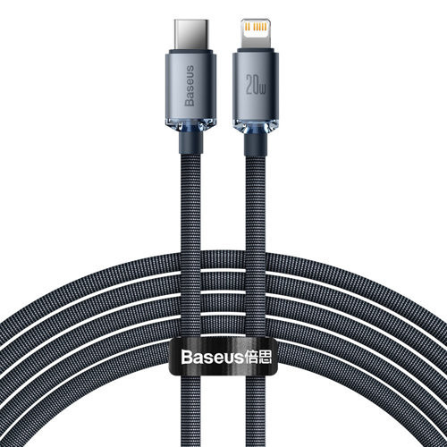 Baseus crystal shine series fast charging data cable USB Type C to Lightning 20W 2m black (CAJY000301)