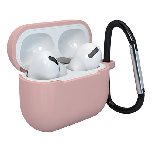 Apple AirPods 3 soft silicone earphones case + clip hook pink (case D)