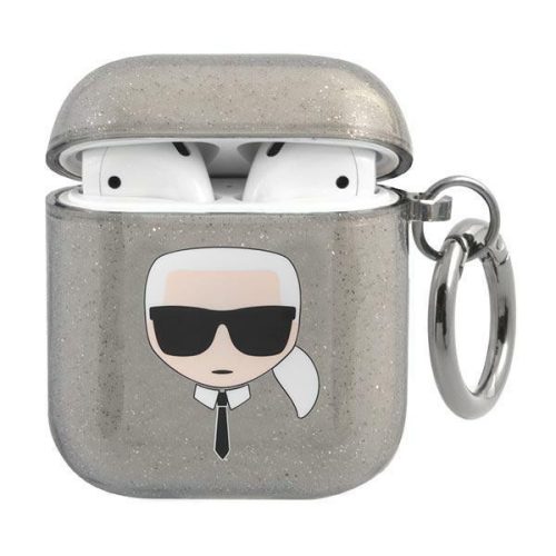 Karl Lagerfeld KLA2UKHGK AirPods cover czarny/black Glitter Karl's Head