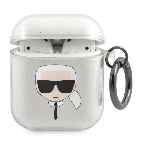 Karl Lagerfeld KLA2UKHGS AirPods cover srebrny/silver Glitter Karl's Head