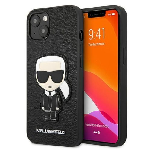 Karl Lagerfeld KLHCP13SOKPK iPhone 13 mini 5,4" czarny/black hardcase Saffiano Ikonik Karl's Patch