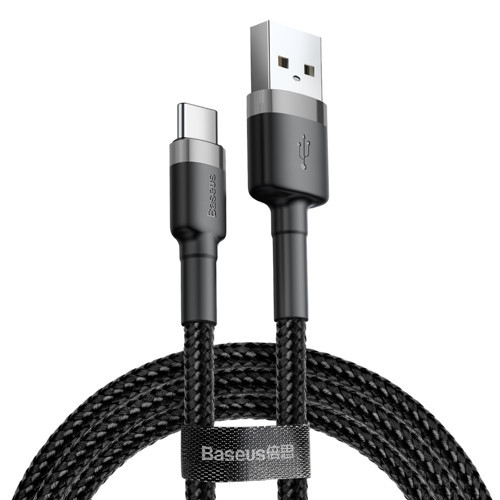 Baseus Cafule Cable durable nylon cord USB / USB-C QC3.0 2A 2M black-gray (CATKLF-CG1)