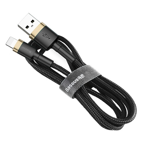 Baseus Cafule Cable Durable Nylon Cable USB / Lightning QC3.0 2.4A 1M Black-Gold (CALKLF-BV1)