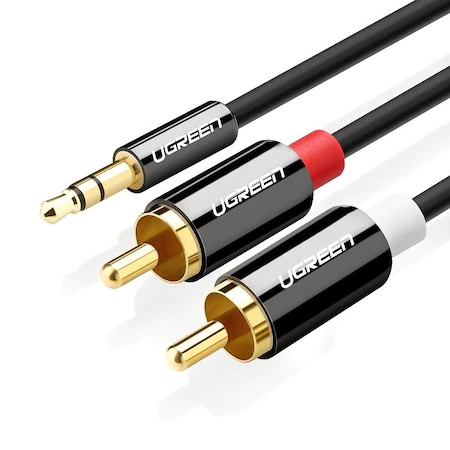 Ugreen cable audio cable 3.5 mm mini jack (female) - 2RCA (male) 25 cm gray (AV102 10561)