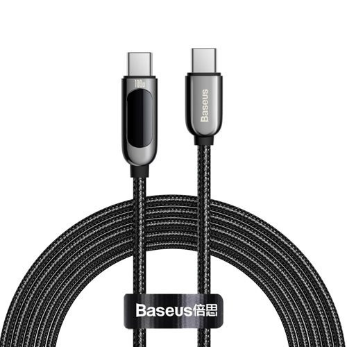 Baseus USB Type C cable - USB Type C 100W (20V / 5A) Power Delivery with display screen power meter 2m black (CATSK-C01)