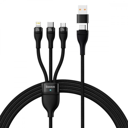 Baseus Flash Series II USB Type C / USB Type A cable - USB Type C / Lightning / micro USB 100 W 1.2 m black (CASS030101)