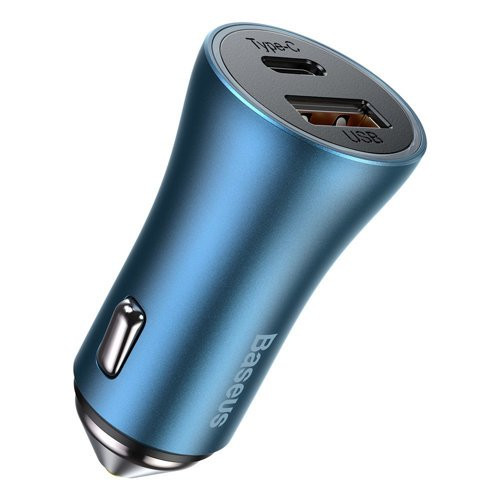 Baseus Golden Contactor Pro Fast USB Car Charger Type C / USB 40 W Power Delivery 3.0 Quick Charge 4+ SCP FCP AFC blue (CCJD-03)