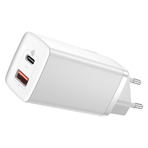 Baseus GaN2 Lite Fast 65W USB / USB Type C Quick Charge 3.0 Power Delivery (Gallium Nitride) white (CCGAN2L-B02)