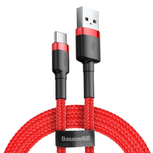Baseus Cafule kábel tartós Nylon, tartós fonott huzallal USB / Type-C QC3.0 2A 2M piros (CATKLF-C09)