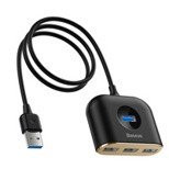 Baseus Square Round 4 az 1-ben USB HUB adapter USB 3.0 - 1 X USB 3.0 / 3 X USB 2.0 1m fekete (CAHUB-AY01)