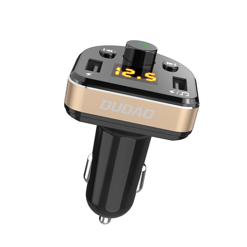 Dudao Bluetooth FM Transmitter MP3 és 3.4A 2 X USB autós szivargyújtó töltő adapter fekete (R2Pro black)